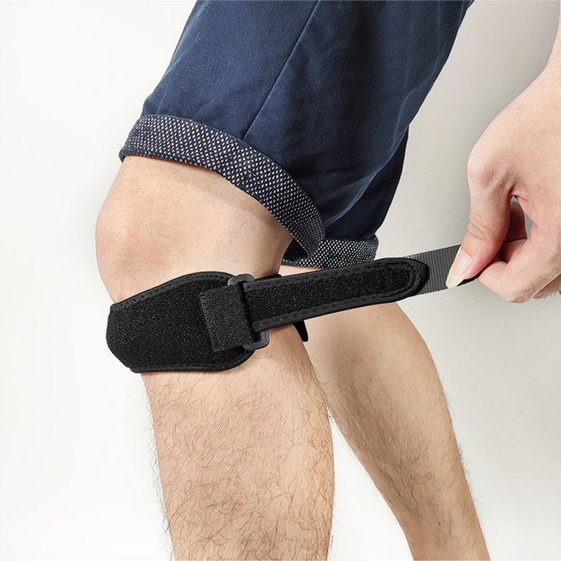 Adjustable patella strap knee support belt