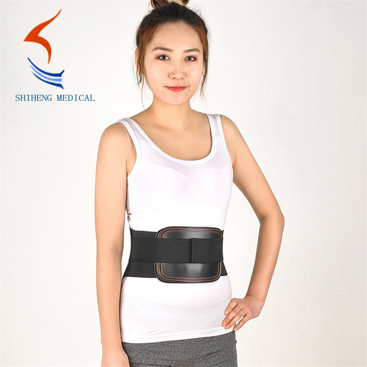 Waist support belt with leather support
