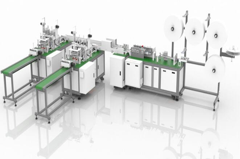 Production Line Of One-Drag Two-Automatic Flat Mask Machine