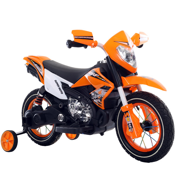 Motocicleta infantil 6v con rodas inchables