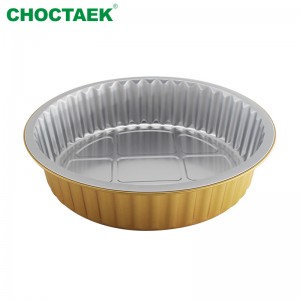 Round Smooth Wall Reverse Curling Aluminium Foil Container With Foil Lid