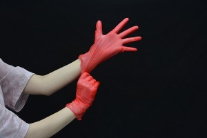 Vinilne rokavice za enkratno uporabo rdeče barve