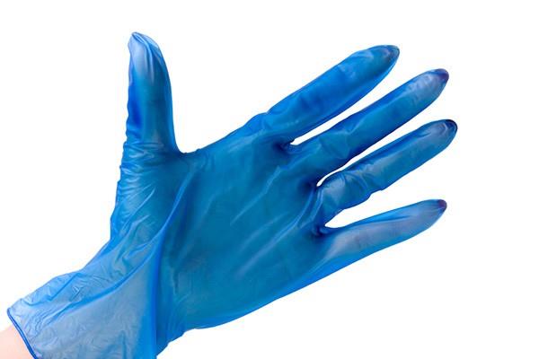 Еднократни винилови ръкавици син цвят