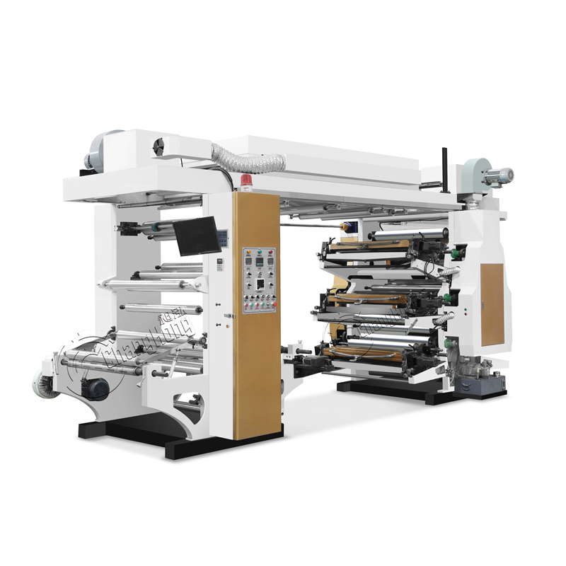 Máquina de impresión flexográfica de pila de 6 cores para película de plástico PE Bopp Imaxe destacada