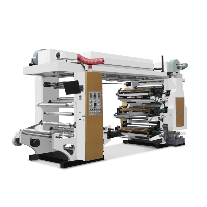 Imagem destacada da máquina de impressão flexográfica tipo pilha de 6 cores