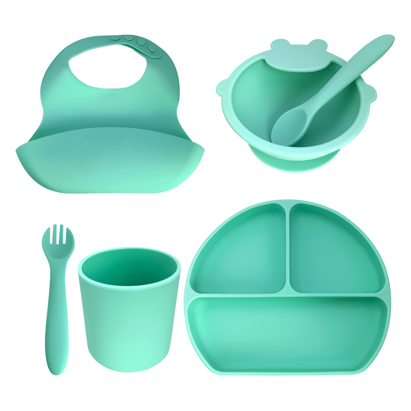 Bowls cups plates forks spoons silicone tableware 6-piece combination set
