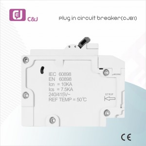 CJB1 18mm Dav 1p + N Plug hauv Circuit Breaker 6ka Ib Theem