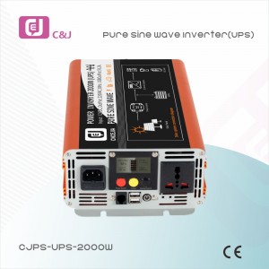 Onye nrụpụta CJPS-UPS-2000W Inverter anyanwụ nwere UPS Charge DC 12V/24V/48V ruo AC 110V/230V gbanyụọ Grid Power Inverter