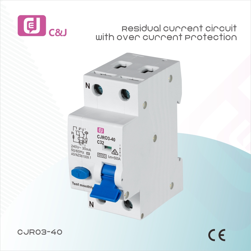 CJRO3-40 1p+N RCBO ELCB Residual Current Circuit Breaker with Overcurrent Protection