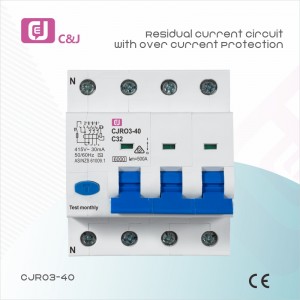 Interruptor de corrent residual CJRO3 6-40A 3p + N RCBO amb protecció contra sobreintensitat