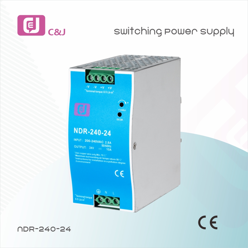 NDR-240-24 হট সেল উচ্চ দক্ষতা 240W SMPS DIN রেল ইন্ডাস্ট্রিয়াল সুইচিং পাওয়ার সাপ্লাই