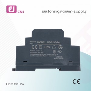 HDR-30-24 vairumtirdzniecības cena no maiņstrāvas līdz līdzstrāvai SMPS 30 W DIN sliedes transformatora komutācijas barošanas avots