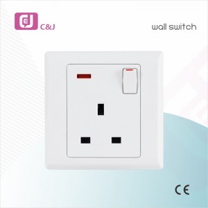 EU සම්මත බිත්ති ස්විචය 1 Gang Electrical Power Light Switch Control with Indictor