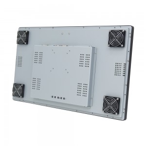 27-tums LCD-kapacitiv väggmonterad bildskärm Pekskärm Full HD VGA HDMI-skärm Väggfäste aluminium PCAP Touch Industrial Monitor med fläktar