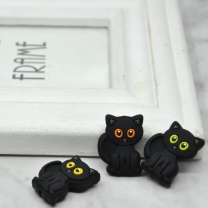 Új fekete macska alakú Baba fogzásgátló gyöngyök Cumi szilikon gyöngyök