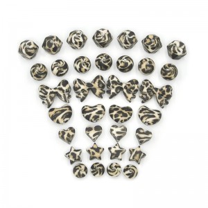 Nagykereskedelmi nyomtatott testreszabott szilikon gyújtógyöngyök leopárd szilikon gyöngyök