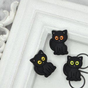 Нови мъниста с форма на черна котка Бебешки силиконови мъниста за никнене на зъби