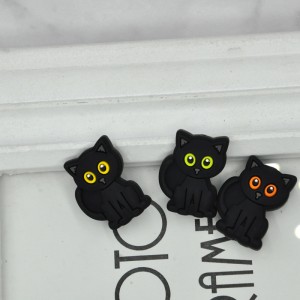 Új fekete macska alakú Baba fogzásgátló gyöngyök Cumi szilikon gyöngyök