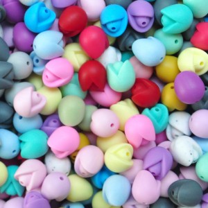 Bpa Free Colorful Tulip Teething Silicone focal Beads wholesale