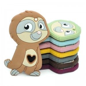 Cute sloth silicone mtoto soothing teether toy Jumla