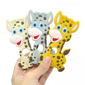 Leuke giraffe siliconen baby-bytring oanpaste Wholesale silikon-byt