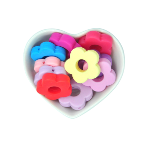 Food grade New Hollow flower baby teething Silicone Beads grosir