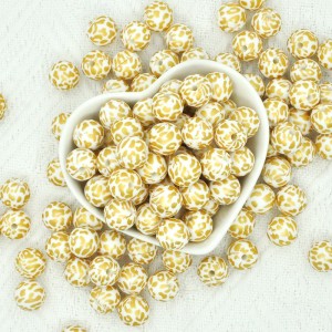 Perle di leopardo stampate in oro di qualità alimentare personalizzate Perline di silicone