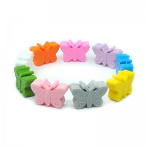 Mellor prezo Baby Chew Teething Butterfly Silicone Focal Beads.