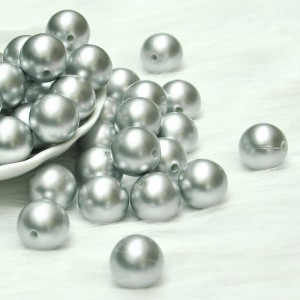 Kolye için BPA içermeyen Bebek Çiğnenebilir Metalik gümüş boncuklar