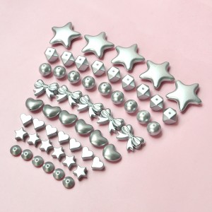 BPA free Baby Chewable Metallic silver beads para sa Necklace