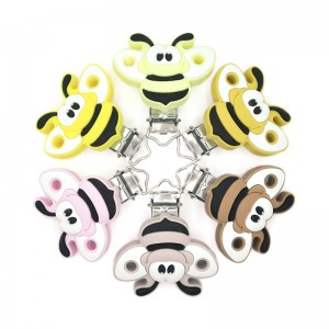 Bonitos clips de chupete por xunto con forma de abella para clips de silicona para bebés