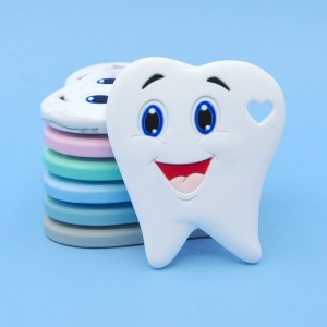 Mordedor con forma de diente de nuevo diseño, juguete para dentición de bebé, mordedor de silicona