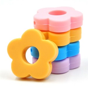 Food grade Bag-ong Hollow flower baby teething Silicone Beads wholesale