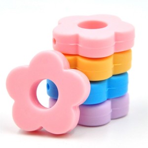 Food grade New Hollow flower baby teething Silicone Beads grosir