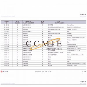 13221945 cooling system spare parts list