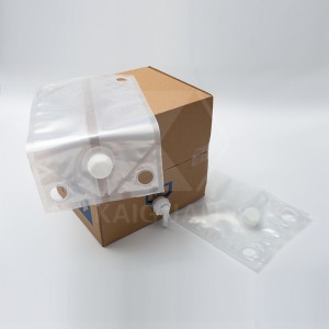 Plastic package liquid fertilizer bag in box with vent cap