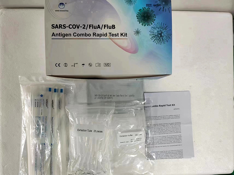 SARS-COV-2/ FIuA/FluB Antigen Combo Azterketa Azkarren Kit Irudia