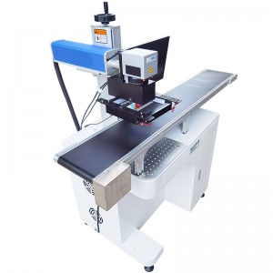 UV šķiedras lāzera marķēšanas mašīna ar vizuālās pozicionēšanas sistēmu un konveijera lenti