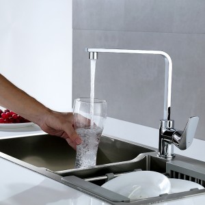 DZR Brass Kitchen faucet ក្តៅ និងត្រជាក់ ជាមួយនឹងការបង្វិល 360 ដឺក្រេ។
