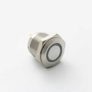 ELEWIND 16 mm metāla spiedpogas īslaicīgs slēdzis 1NO ar RGB trīskrāsu gredzenveida gaismu (PM161F-10E/J/RGB/▲/◎)