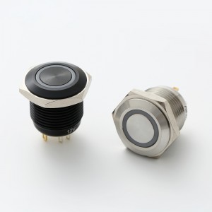 ELEWIND 16mm logam push button switch sesaat 1NO dengan RGB tiga warna ring light (PM161F-10E/J/RGB/▲/◎)