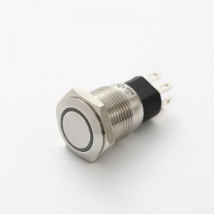 Метал од 16 мм Прекинувач за копче од нерѓосувачки челик или црн обложен месинг 1NO1NC со прстенесто светло PM165F(H)-11E/J/S(A)