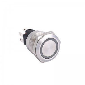 ELEWIND 19mm 22mm métal Acier inoxydable 1NO1NC interrupteur à bouton-poussoir à verrouillage momentané avec anneau lumineux LED PM225F-11E/S