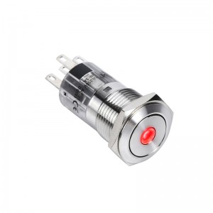 Μεταλλικό 16mm Ανοξείδωτο ατσάλι 1NO1NC διακόπτης κουμπιού στιγμιαίας μανδάλωσης on-off με φως LED Dot PM164F(H)-11D/S