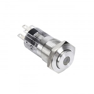 Μεταλλικό 16mm Ανοξείδωτο ατσάλι 1NO1NC διακόπτης κουμπιού στιγμιαίας μανδάλωσης on-off με φως LED Dot PM164F(H)-11D/S