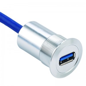 Conector USB de aluminio anodizado metálico de 22 mm de diámetro de montaje USB3.0 hembra A a tipo C macho C con cable de 60 cm