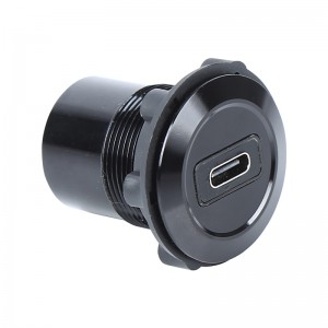 د 22mm mounting قطر فلزي المونیم anodized USB نښلونکی ساکټ ډول C USB3.1 ښځینه C ته ښځینه A