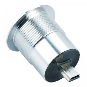 Conector USB de aluminio anodizado de metal de diámetro de montaje de 22 mm Mini USB2.0 hembra a macho