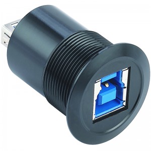 Метален со дијаметар на монтирање 22mm Алуминиумски анодизиран USB конектор приклучок USB3.0 Female B to Female A