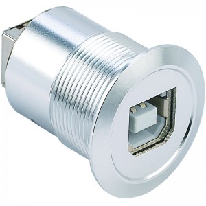 سوکت اتصال USB آنودایز آلومینیومی فلزی با قطر 22 میلی متر USB2.0 Female B به Female B
